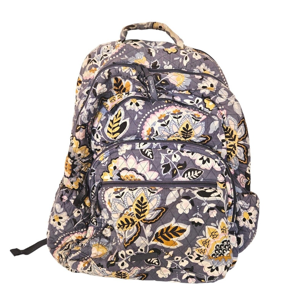 Vera Bradley Lighten Up Essential Backpack Charmont Meadow Gray Large Quilted